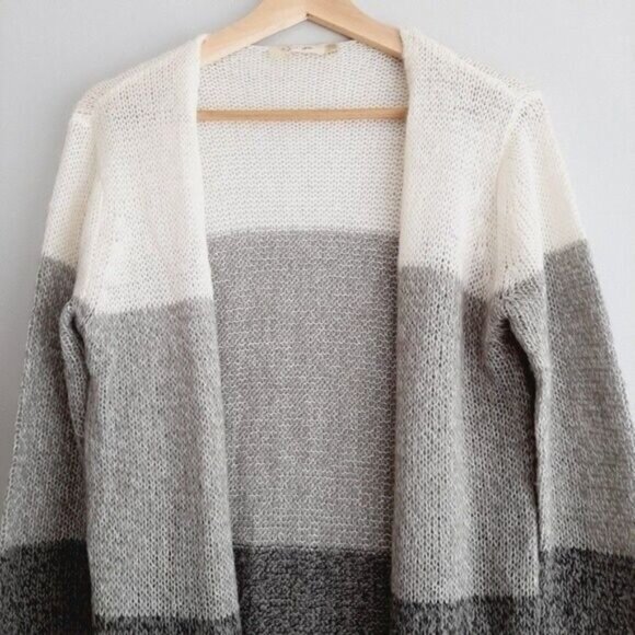 RD STYLE Long Cardigan Sweater Open Front Wide Stripe Sz M - Picture 2 of 10